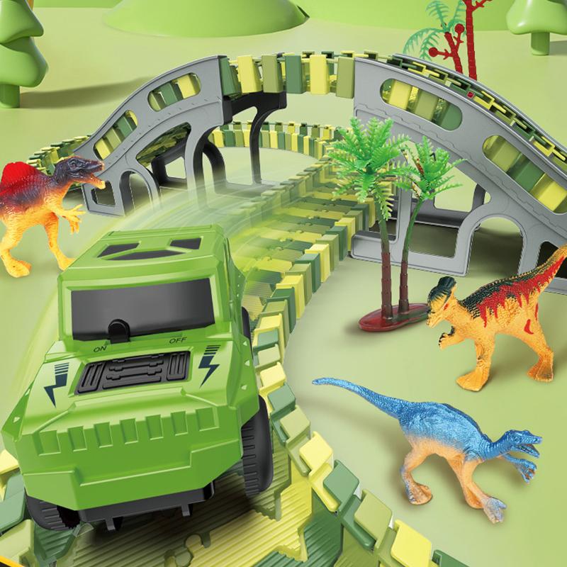 135-141Pcs Children Electric Track Toy Car Engineering Car Kids Educational Toys Track Car Train Toys For Children Birthday Gift
