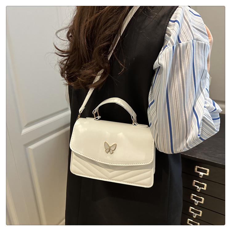 Vintage Faux Leather Shoulder Bag for Women, Butterfly Decor Small Crossbody Purse, Square Bag for Daily Use