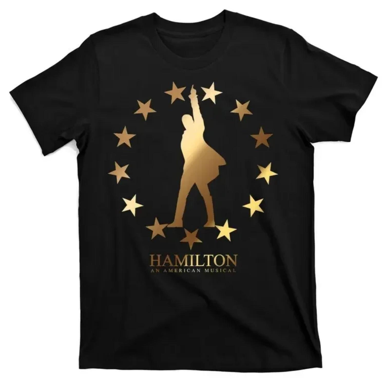 

Hamilton An American Musical Golden Stars T-Shirt 100% Cotton O-Neck Summer Short Sleeve Casual Mens T-shirt Size S-3XL S чёрный