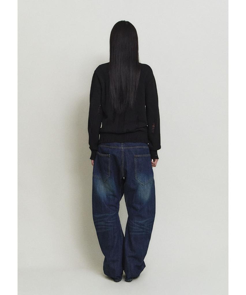 PARADIGMFILM [Ep.01] Damaged Japan Round Knit Zip-Up (Black)
