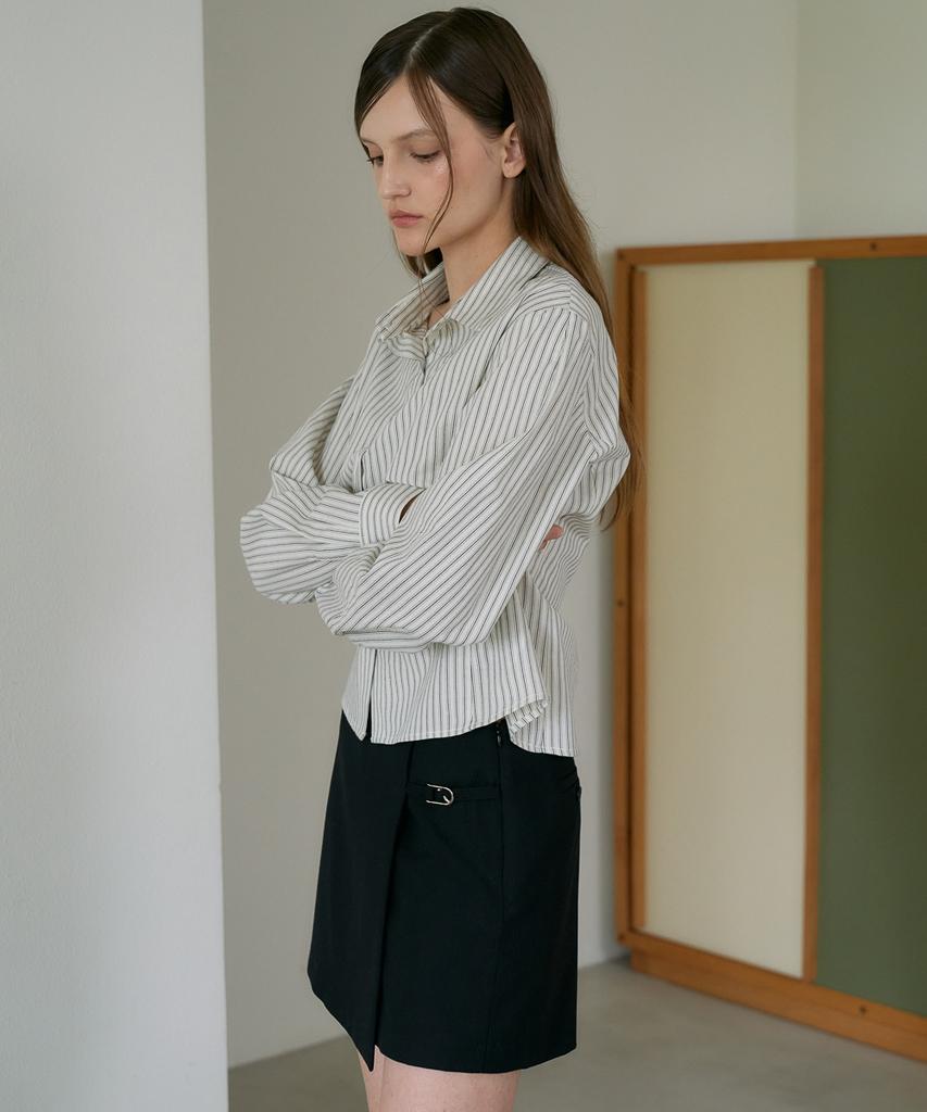 DEHEVE Buckle Wrap Skirt Pants [Black]