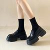 Platform Thick Heel British Style Small Leather Shoes Women's 2025 New Autumn and Winter One-pedal Women's Shoes Single Shoes Black Loafers