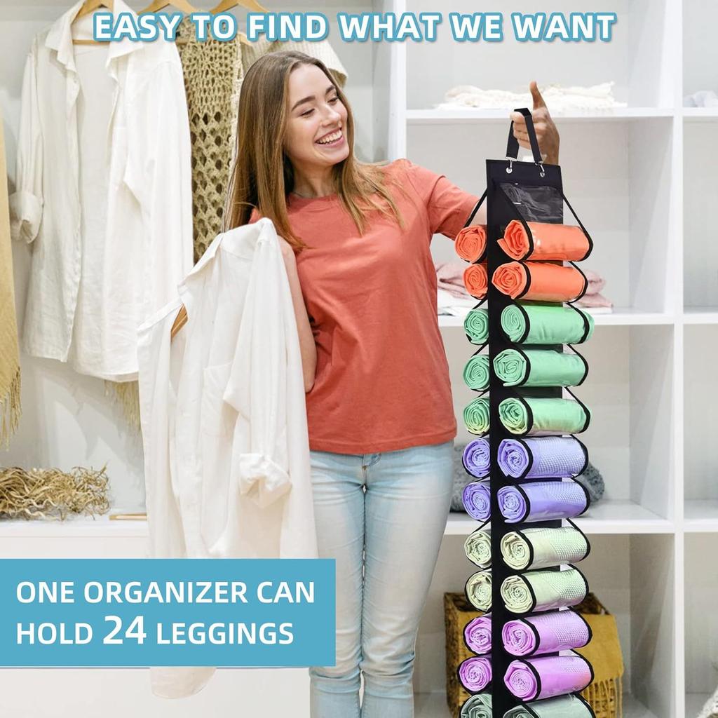 24 Pockets Dual-Sided Hanging Storage Bag Wardrobe Door Back Leggings Vest Towels Organizer