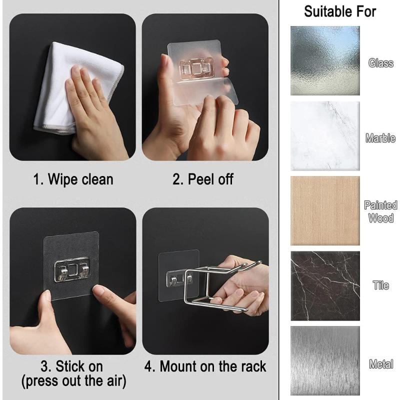 Self Adhesive Wall Mount Hair Dryer Holder Waterproof Rack for Dyson and Most Dryers with Brush and Iron Storage Organizer