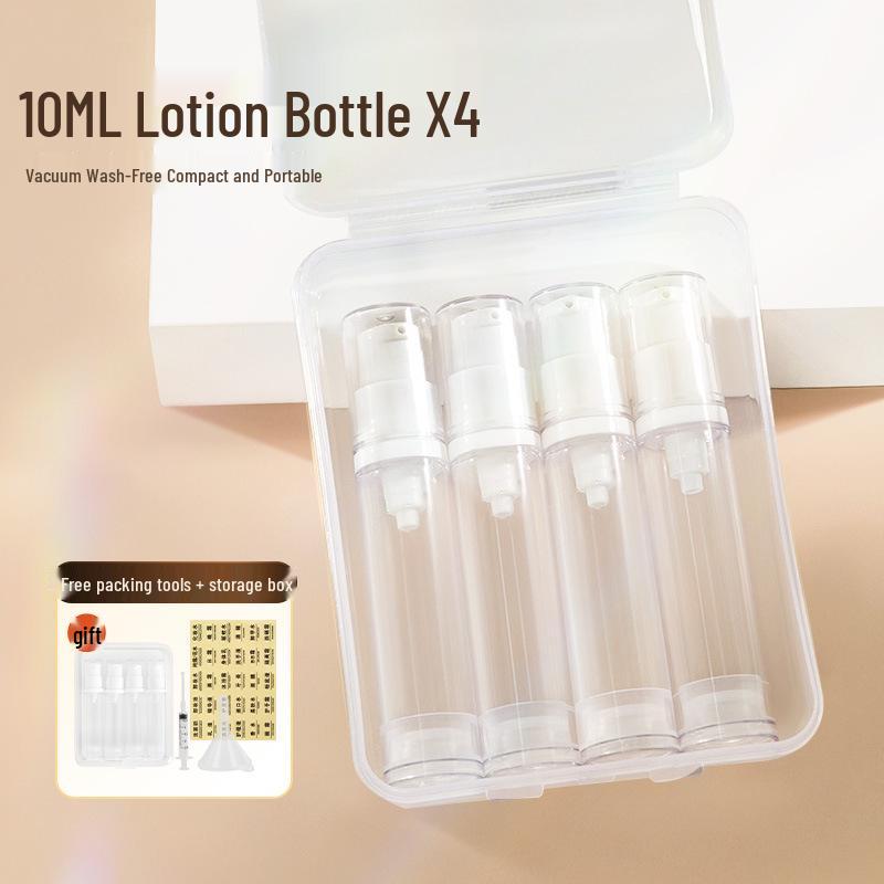 

Портативна косметична пляшка для подорожей у вакуумній упаковці 10ML vacuum lotion four pieces in a box
