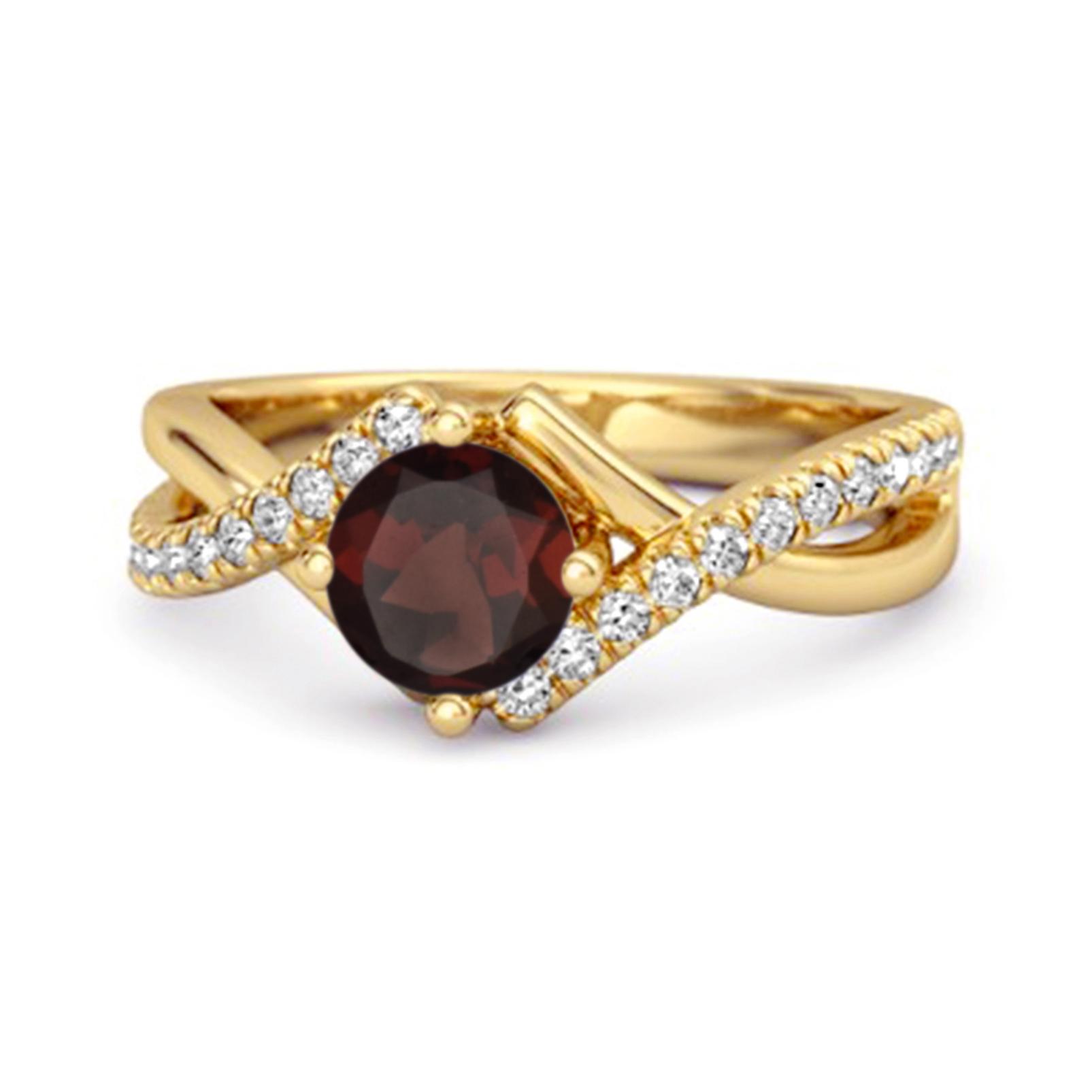 Garnet Split Band Crossover pave Ring - 925 Sterling Silver Gold Vermeil 6 жёлтый