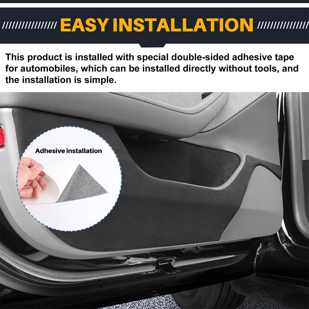 For Tesla Model 3 Highland 2024 Anti-Kick Mat Suede Leather Door Sticker Soil-Proof Children's Kick Pad Car Interior Protection