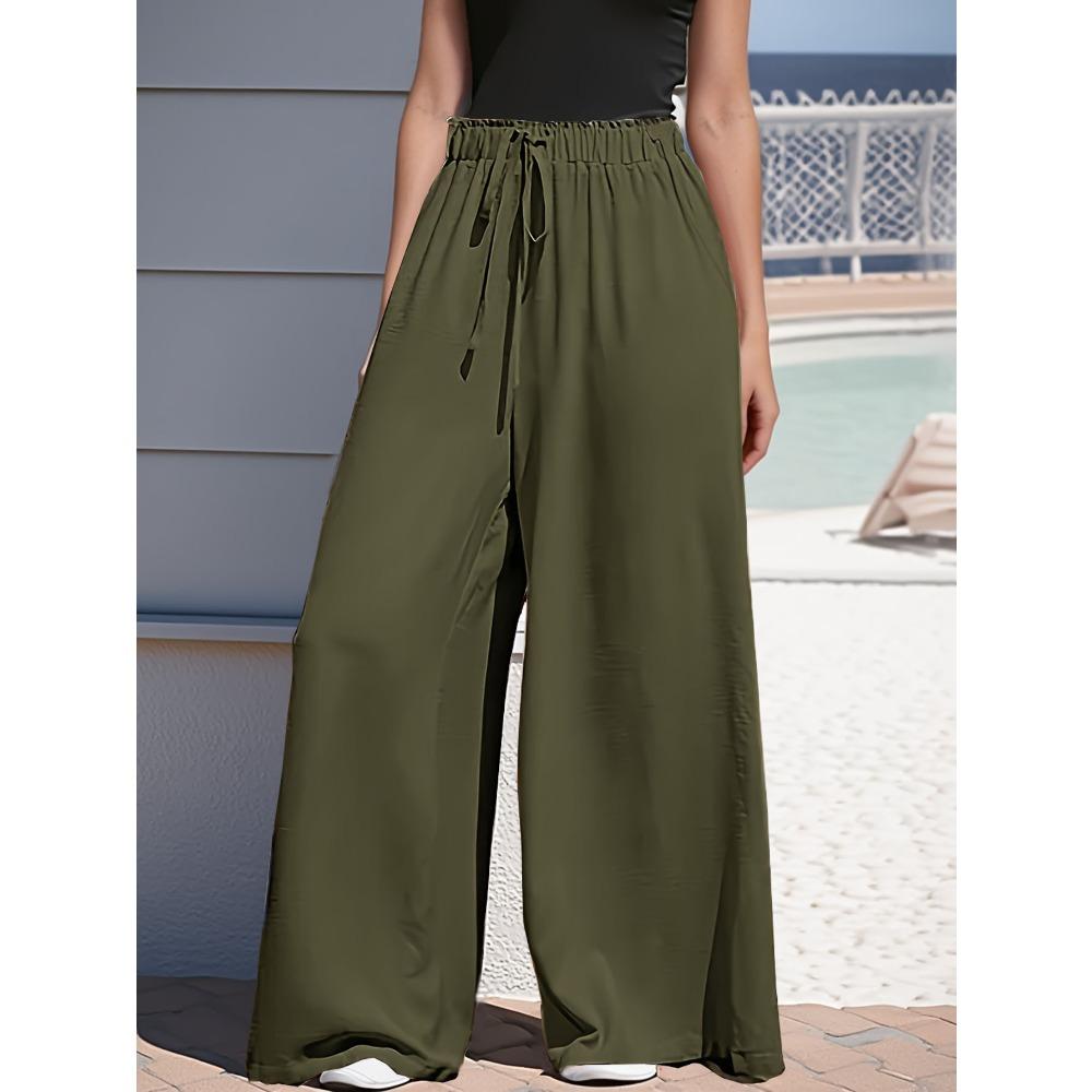 Large-sized Women's Wide-leg Loose Drawstring Casual and Fashionable Trousers