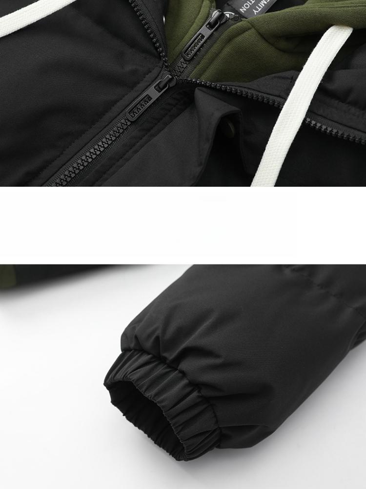 Fake Two-piece Cotton Clothing Men's Winter Trend Thickened Cotton Jacket Bread Clothing Hooded Loose Cotton Coat Jacket