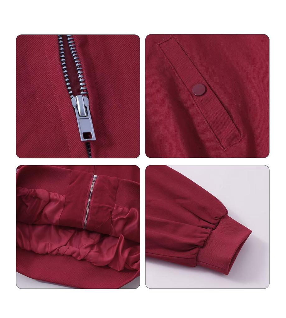 Unisex Versatile Lapel Zipper Jacket for Spring and Autumn - Short, Loose Fit