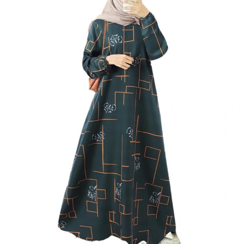 New Arrival Middle East Muslim Casual Pullover Long Sleeve Loose Round Neck Dress
