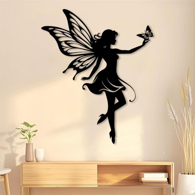 1pc 2D Flat Fairy Garden Metal Wall Art Whimsical Iron Design for Garden Wall Office Space Christmas Decoration Gift for Fairy Lovers