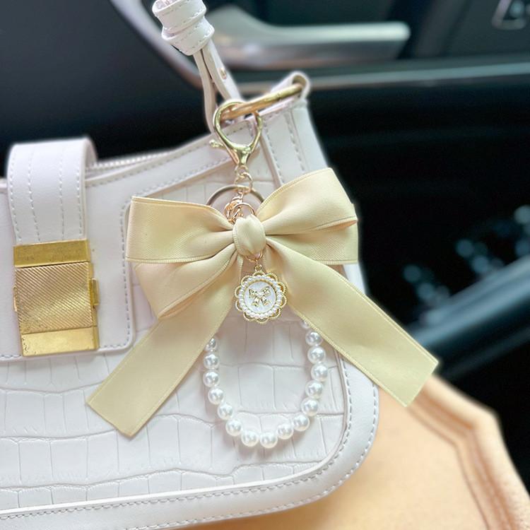 Creative Butterfly Pearl Chain Keychain Fashionable Bag Pendant With Personality Tassel Bow Zinc Alloy Material Ideal Gift For Couples Friends And