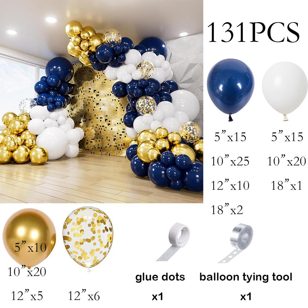 

Navy Blue White Balloons Garland Metal Gold Confetti Balloon Arch Kit Wedding Anniversary Birthday Party Baby Shower Decoration AS Picture