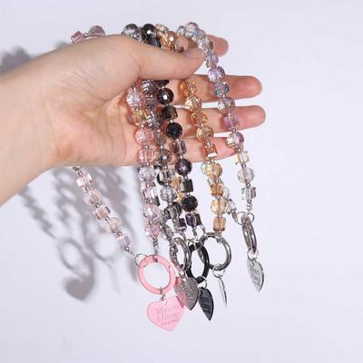 With Clip Crystal Beads Phone Chain Short Anti-lost Mobile Phone Lanyard Bag Charms Beaded Love Phone Pendant