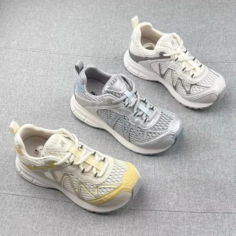 Retro Casual Running Shoes Women's Summer New Korean Fashion Breathable Mesh Surface Slow Run Shoes Comfortable Polyurethane Ins