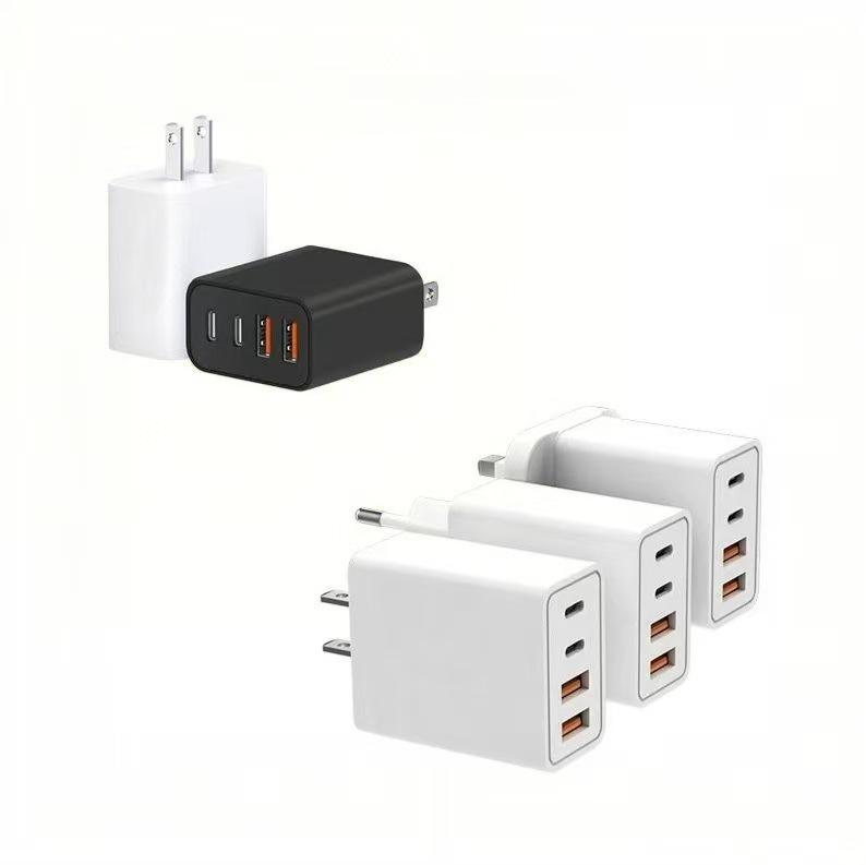 40W EU Standard 4-Port Fast Charger: 2 USB-C & 2 USB-A for Mobile Phones & Watches