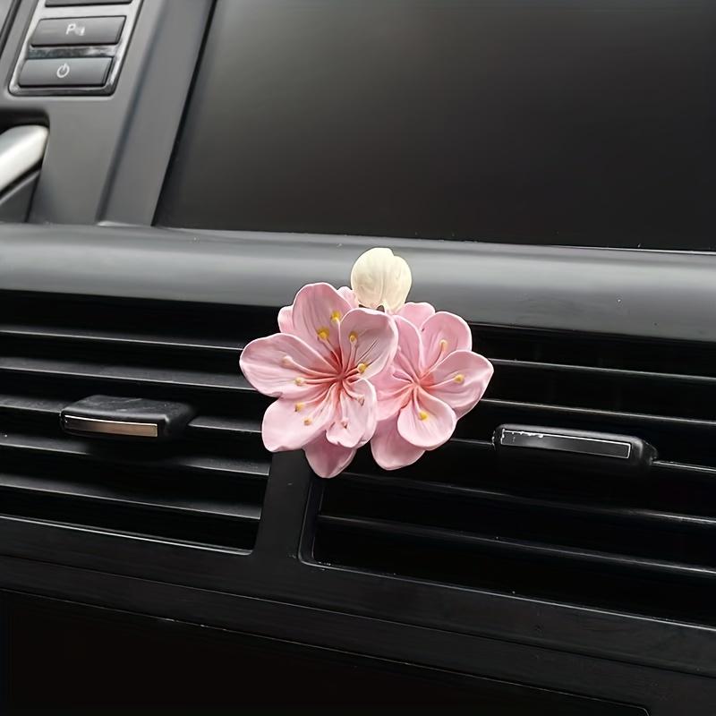 2pcs Small Peach Flower Car Air Outlet Perfume Decoration Car Accessories, For Women Men (Pink, White)