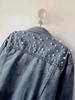 Women's Beaded Pearl Short Denim Jacket - Loose Fit for Spring/Autumn 2025