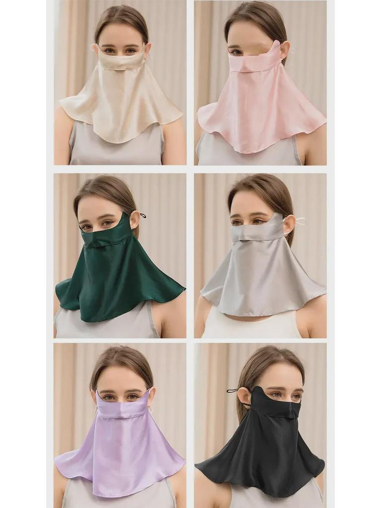 Mulberry Silk Facekini: Full Face & Neck UV and Smoke Protection Mask for Women