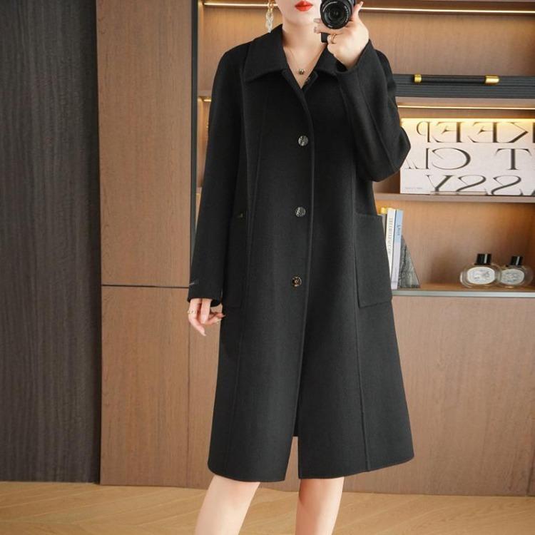 Winter Warm Wool Long Coat Handmade Pea Coat Overcoat 100% Wool Women Jacket MODERN NEW SAGA Autumn S чёрный