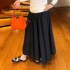 Ralph Spring Contrasting Skirt Waist A-shaped Skirt War Horse Embroidery Retro Elastic Waist Skirt