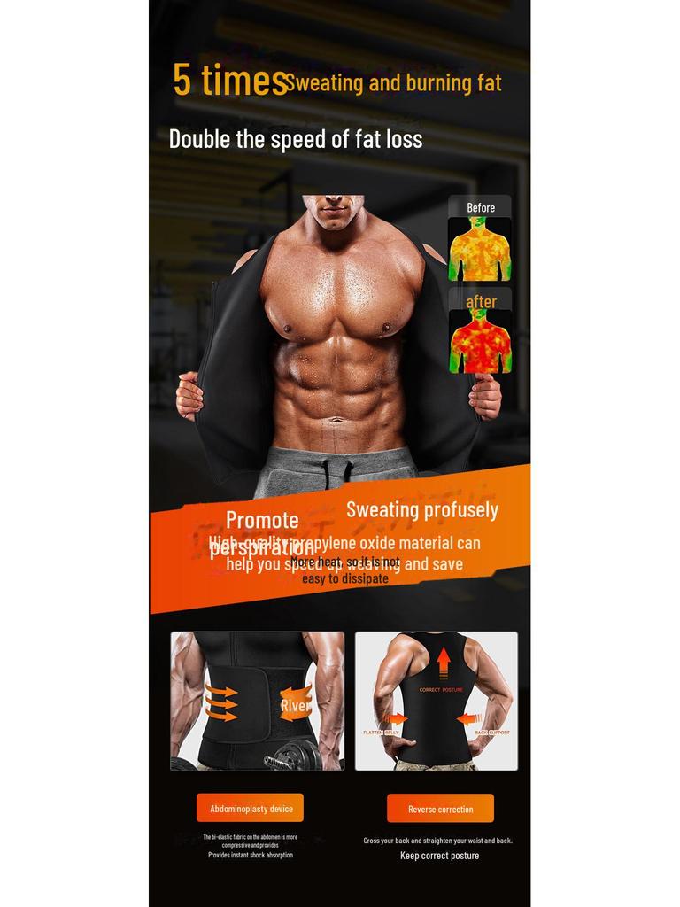 Men's Neoprene Waist Belt Vest: Sweat-Proof, Winter Warm, Body-Shaping, Sweat-Wicking Fitness Gear