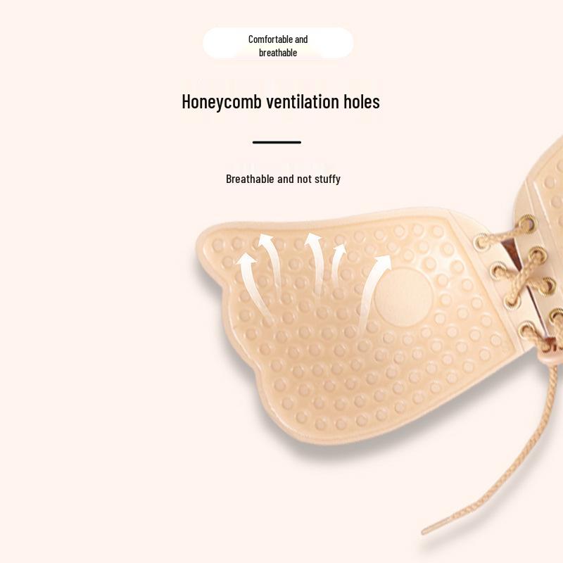 Winged Invisible Push-Up Nipple Covers for Large Breasts - Anti-Sagging, Breathable, Strapless Enhancement Bra