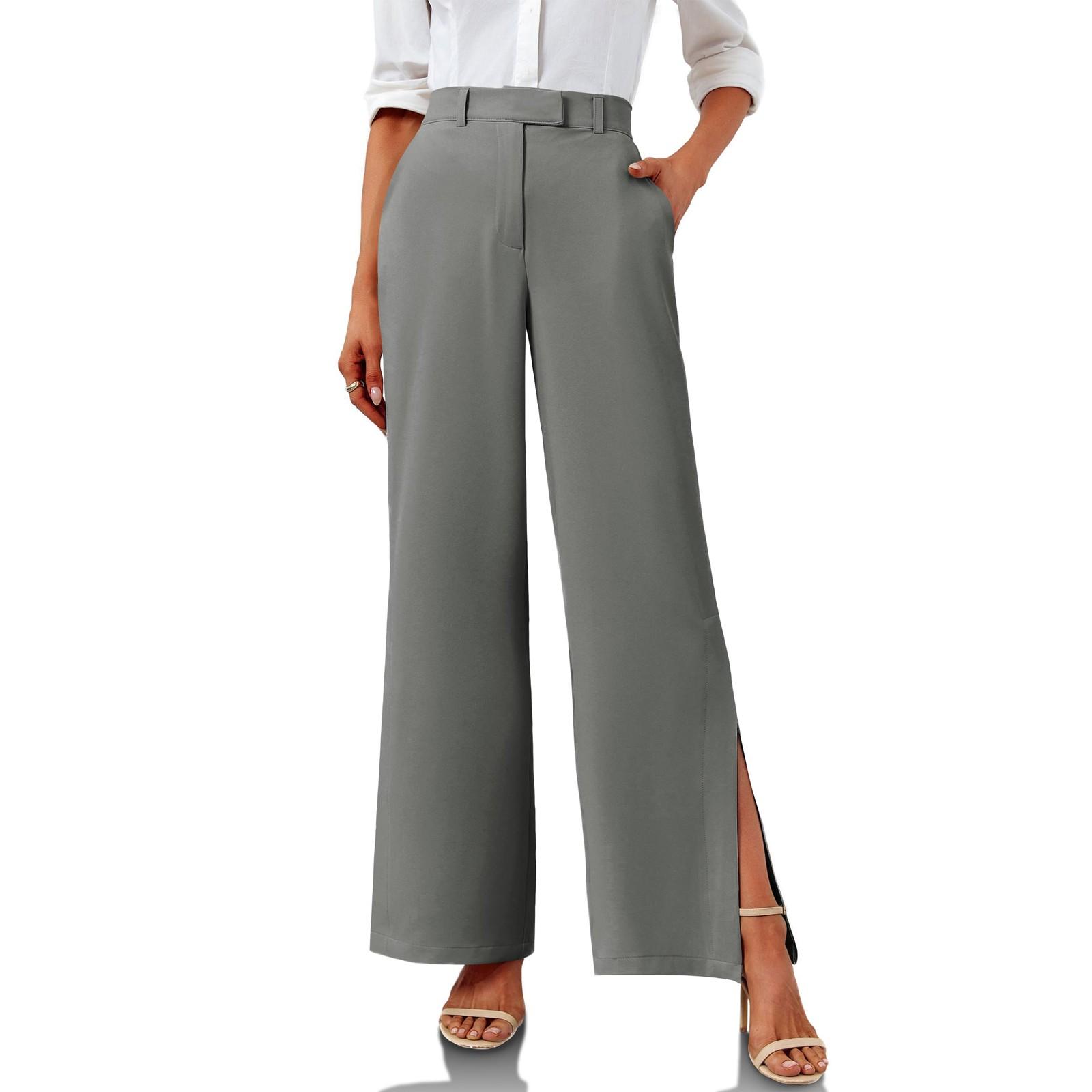 

Жіночі штани з високою талією на резинці, повсякденні, широкі, довгі брюки з кишенями XS хакі