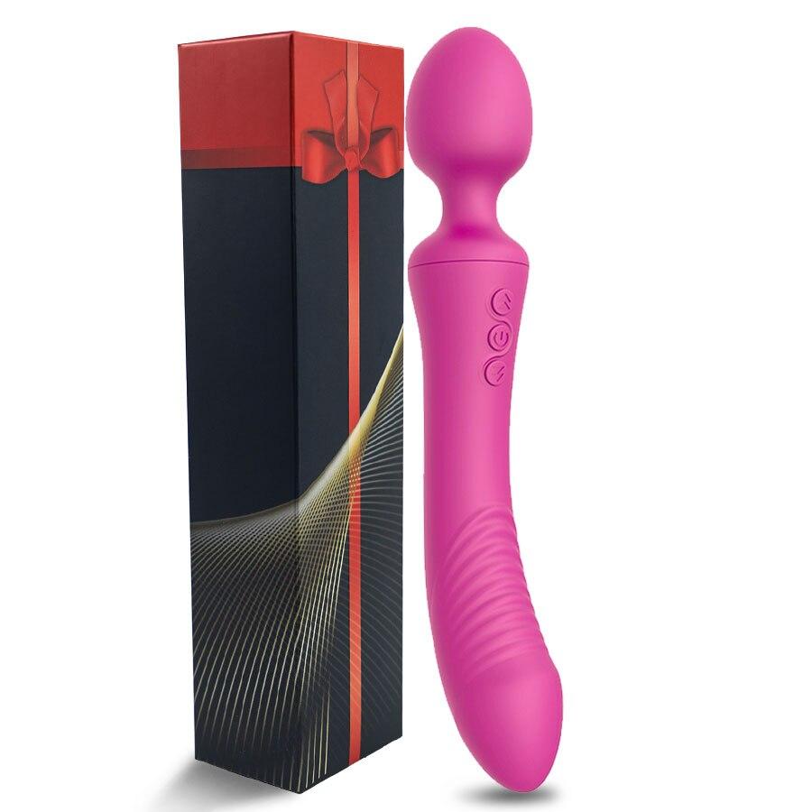 Oral Leistungsstarke Dual Vibrator Zauberstab G-punkt Massage Anal Plug Spielzeug für Erwachsene Vaginal Klitoris Stimulieren Weichen Weiblichen Masturbator