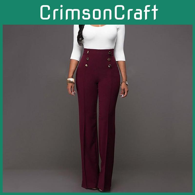Casual High Women Waist Flare Wide Leg Long Pants Summer Fashion 5 Color