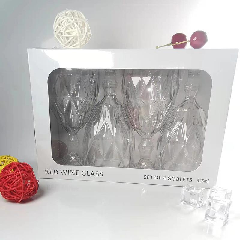 

Пластикові стакани для вина Вінтажна чашка для вина 330 мл Рельєфні чашки для пиття соку прозорий