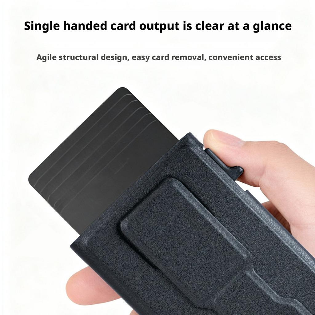 Magnetic Auto Pop-Up Card Holder for Cell Phones Back Kickstand RFID/NFC Blocking