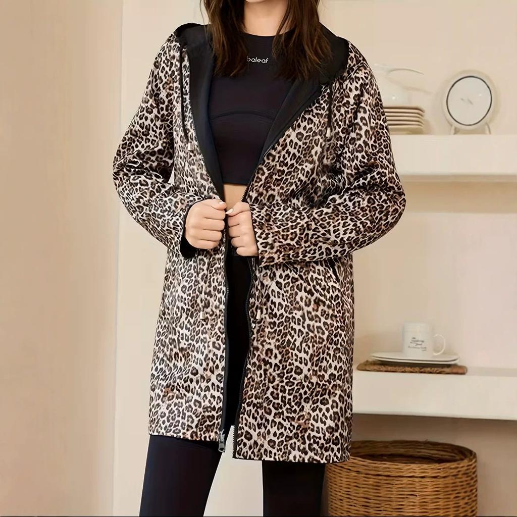 Women's Long Style Spring And Autumn New Korean Version Slimming Versatile Casual Fashion Hooded Trendy Jacket