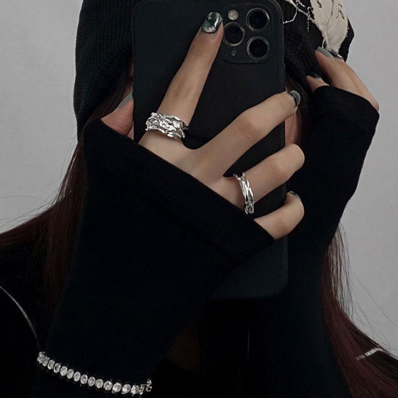 Geometric Adjustable Ring For Women With Elegant Texture Perfect For Trendy Accessories