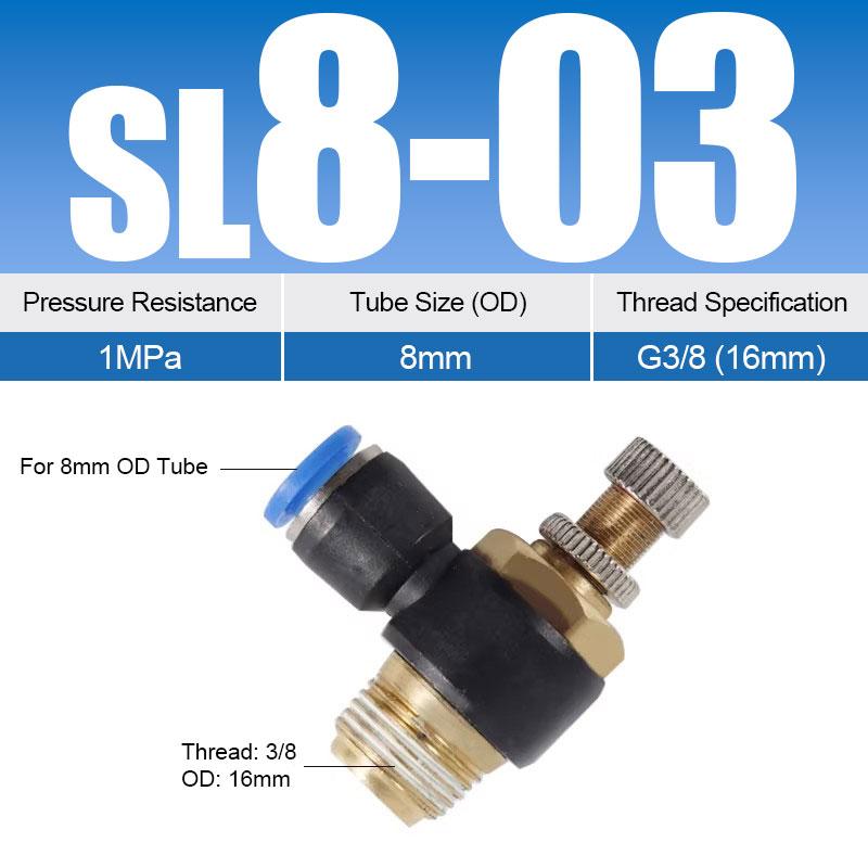 Pneumatic Quick Connect Connector SL 4 6 8 10 12mm M5 '1/8' 1/4 '3/8' 1/2 Air Speed Regulating Valve Accelerator Valve