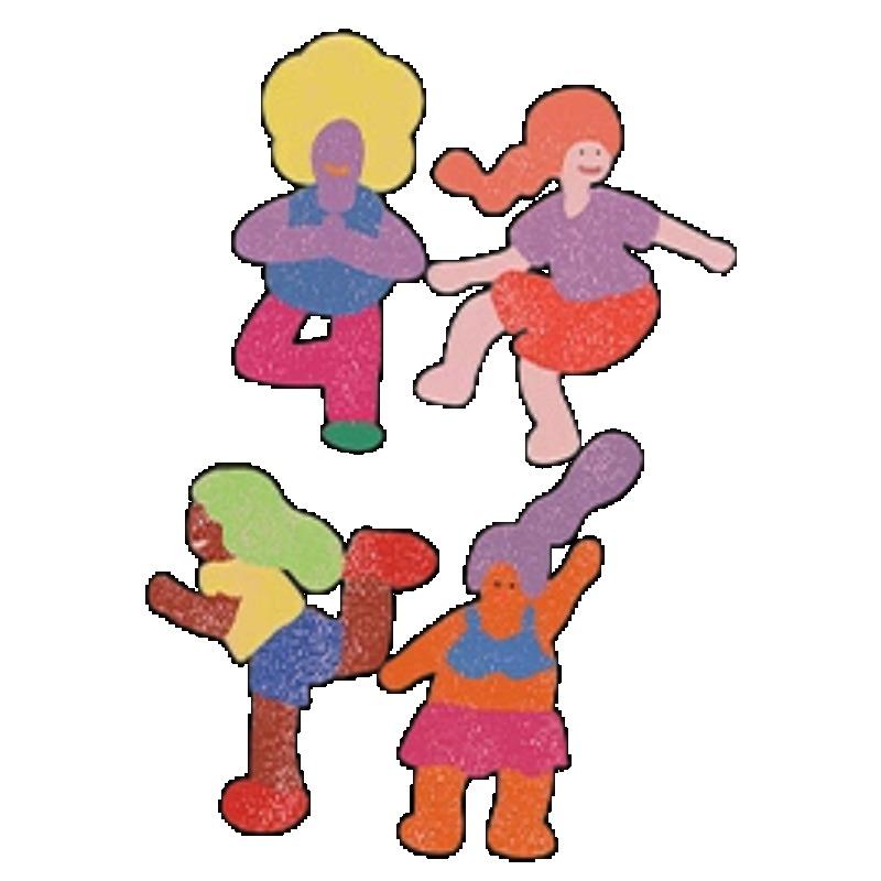 Colorful Cartoon Characters Sports-Style Printed Black Women's Short-Sleeve T-Shirt