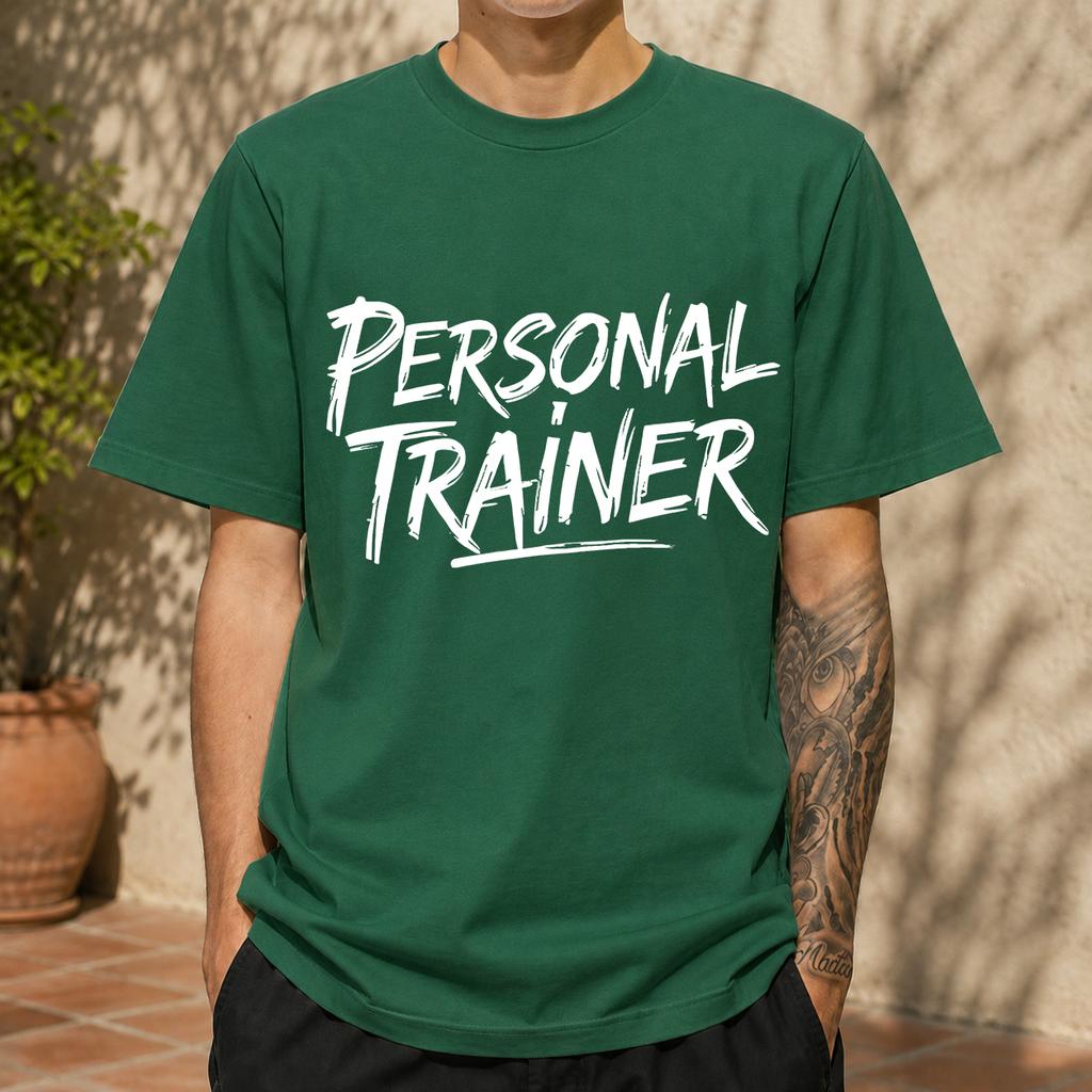 2026 New Pure Cotton Tshirt Fitness Personal Trainer Print Casual Short Sleeve