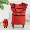 Foldable Shopping Trolley on Wheels Heavy-Duty Waterproof Oxford Fabric Collapsible Grocery Bag with Silent Wheels Rolling Shopping Cart
