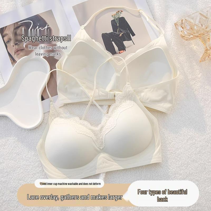 

Женский бесшовный бюстгальтер пуш-ап - Невидимая поддержка, Перекрестная халтер, Тонкие бретели, Без косточек, Увеличение маленькой груди L (fits 36/80ABC) чёрный