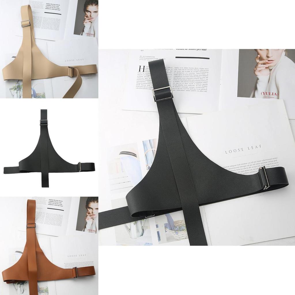 Camel Triangle Belt With Wide Pu Strap And Metal Buckle For Casual Streetwear