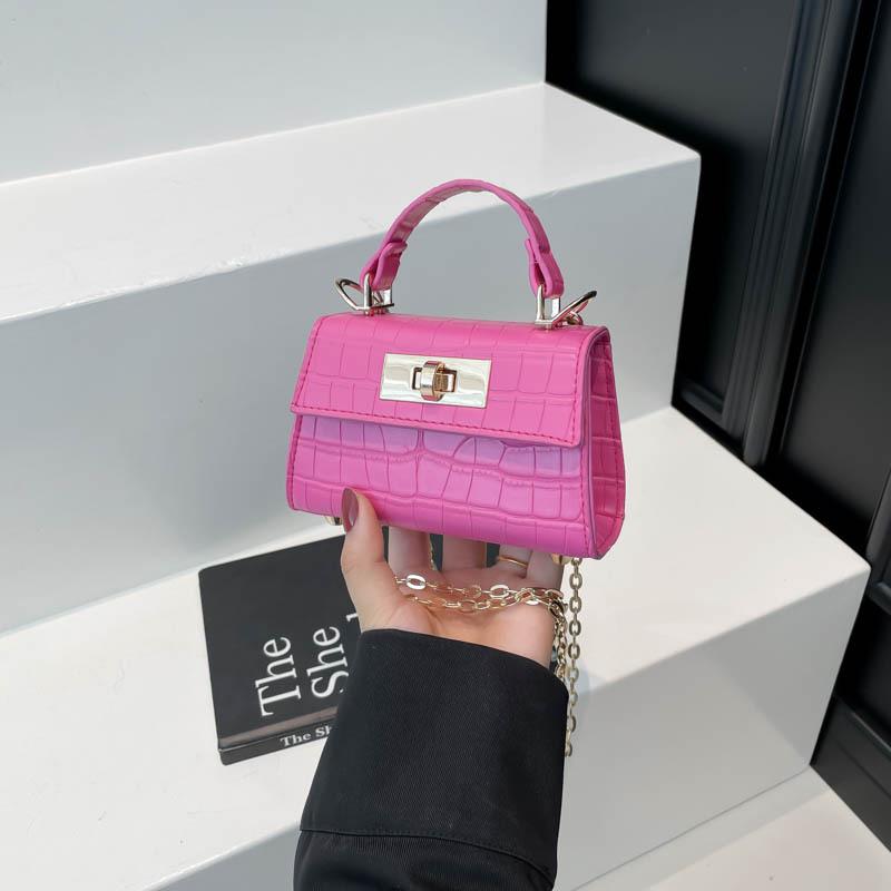Solid color texture stone pattern fashionable new retro temperament simple summer casual shoulder portable small square bag