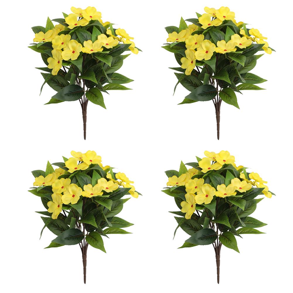 4 Pcs Lifelike Faux Impatiens Flowers for Outdoor Use Perfect Weather Resistant Decor for Your Home and Garden