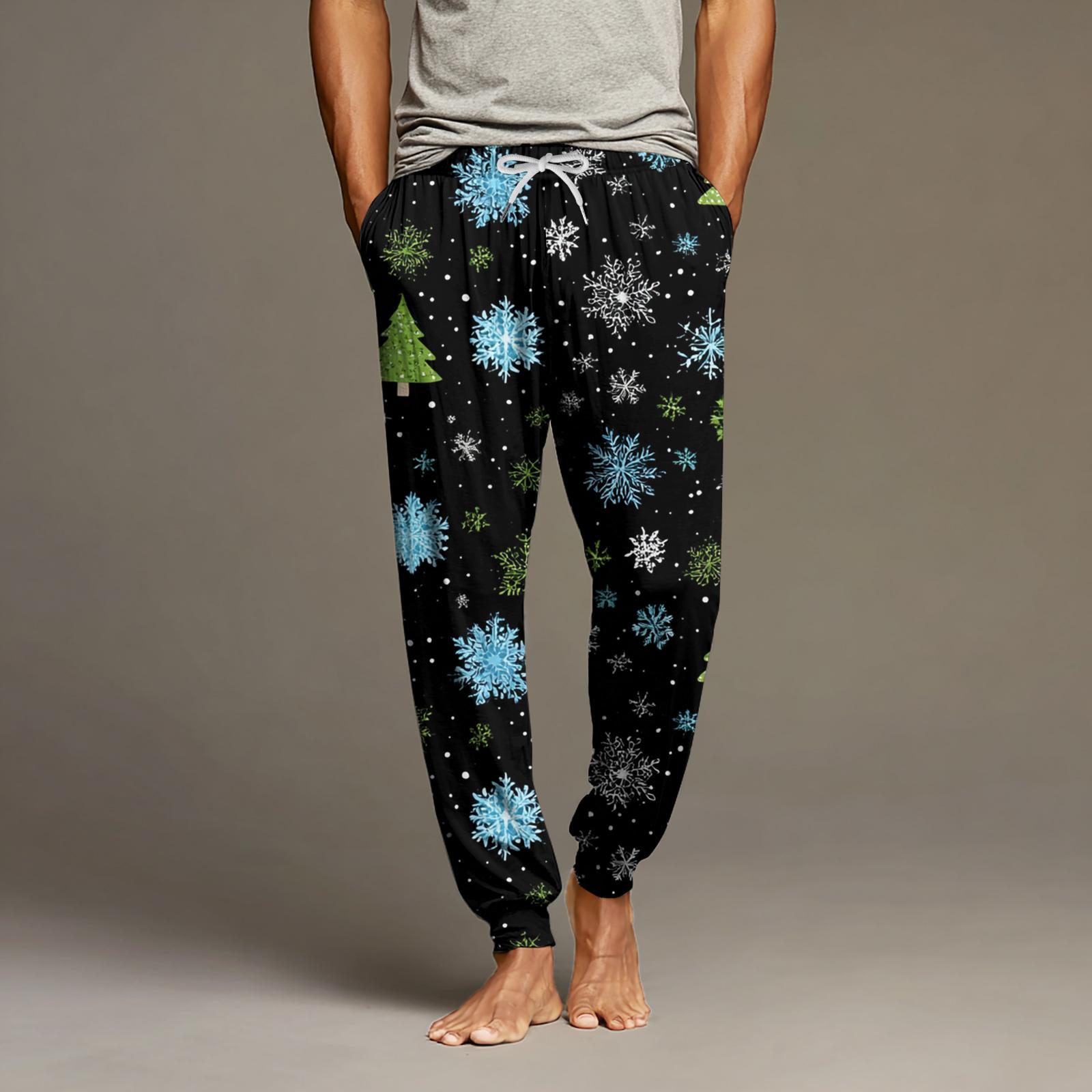 

Мужские повседневные брюки с карманами на кулиске и манжетами, домашние брюки для сна M