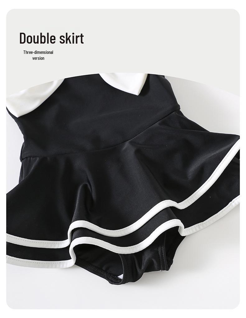 Children's Bowknot One-Piece Swimsuit & Swim Cap – Quick-Drying Dress Style for Toddler Girls