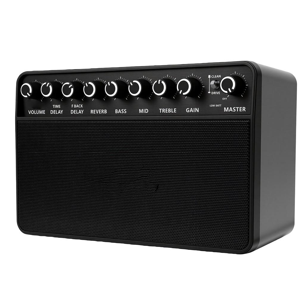 Mini-Gitarrenverstärker Kabellos Bluetooth Tragbar Kopfhöreranschluss AUX-Eingang Wiederaufladbar Gitarren-Übungsverstärker
