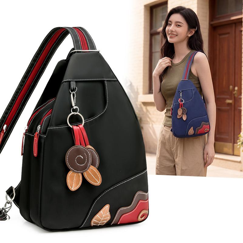 Multifunktionaler Rucksack Colorblock Große Kapazität Retro Brusttasche