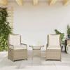 VidaXL Garden Reclining Chairs Set of 2 Beige Wicker, Reclining Garden Chair, Recliner Chair of 368665