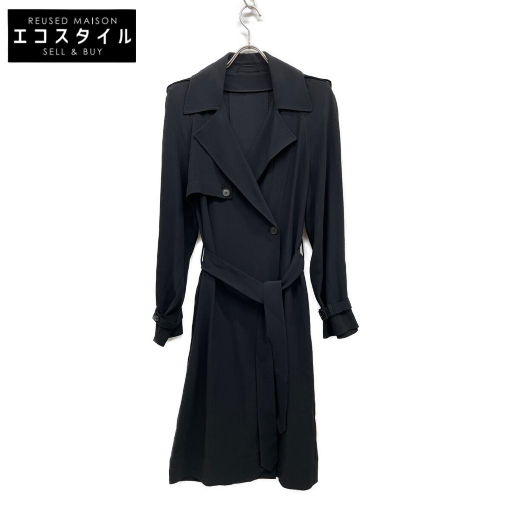 HELMUT LANG Black rayon trench coat coat S blackUsed