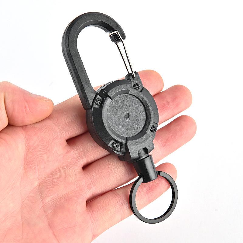 Retractable High Rebound Keychain with Thick 1MM Steel Wire Rope - Anti-Lost Easy Pull Buckle